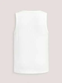 Driftmere Ultra-Comfortable Fit, Men's Minimalist Slim-Fit Embroidered White Tank Top, Spring To Summer Father's Day – A Fathers Day Gift Guide - White - View 4