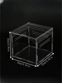 1PC Small Acrylic Reptile Terrarium Transparent Ventilated Habitat Feeding Box With Lid For Spider Scorpion Gecko Tarantula Clear Mini Insect Amphibian Enclosure Portable Observation Container Easy Clean Reptile Cage Terrarium - Clear - View 4