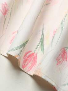 SHEIN Đầm maxi in hoa mùa hè cho bé gái tuổi teen - Màu be - Xem 3