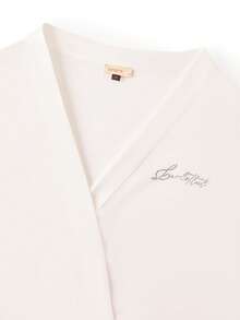 LUVLETTE Plus Size Women's Summer Luxe Satin Robe - Flowy Ruffled Design & Shimmering Rhinestones Luxe Silky Summer Nightwear Wedding Items Bride Pajamas - White - View 13