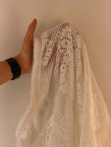 Muchica Beach Outfits For Women White Knitted Paisley Asymmetrical Lace Skirt Elegant Women's Skirt Vacation Outfits For Women - White - View 7