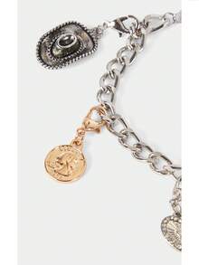 Noxbound Sombrero de vaquero estilo retro occidental para cruce de fronteras, pulseras con colgantes de amor, palma y otros, simples y de moda, adecuadas para fiestas, conciertos, festivales, minimalistas/vintage/elegantes, para mamá/mujer/niña/madre, verano/playa/baile de graduación/fiesta/vacaciones/viaje, bohemio/moderno/elegante, para uso diario/día laboral - Plata ardiente - Ver 3