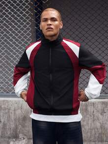 EVRINFINITE Men Rave Color Block Jacket Without Tee, Going Out Long Sleeve Color Block Lightweight Outdoor Windbreaker, For Friends, Husband, Boyfriend Gifts, Fall - Multicolor - View 1
