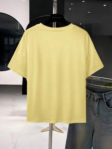 GlowEve Bow Decor Design Casual T-Shirt For Women ,Petite Women - Light Yellow - View 2