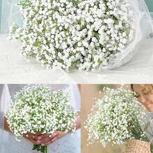 60 pièces Fleurs artificielles de Gypsophile avec tiges, bouquets en vrac, fleurs artificielles au toucher réel, pour la décoration de la maison et du bureau, les arrangements floraux et les centres de table, la décoration du jardin extérieur, les mariages, les anniversaires et les décorations de douche de mariée - Blanc - Voir 6