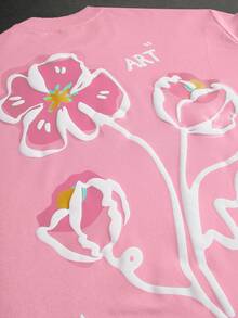 Manfinity Short-Sleeved T-Shirt With Embossed Floral Print, Urban Style. Suitable For - Blue and White - View 6