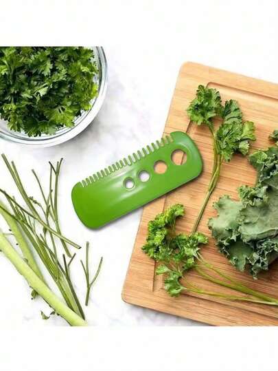 1 cái dụng cụ tước lá, dụng cụ tước lá thảo mộc cầm tay đơn giản màu xanh lá cây dùng trong nhà bếp