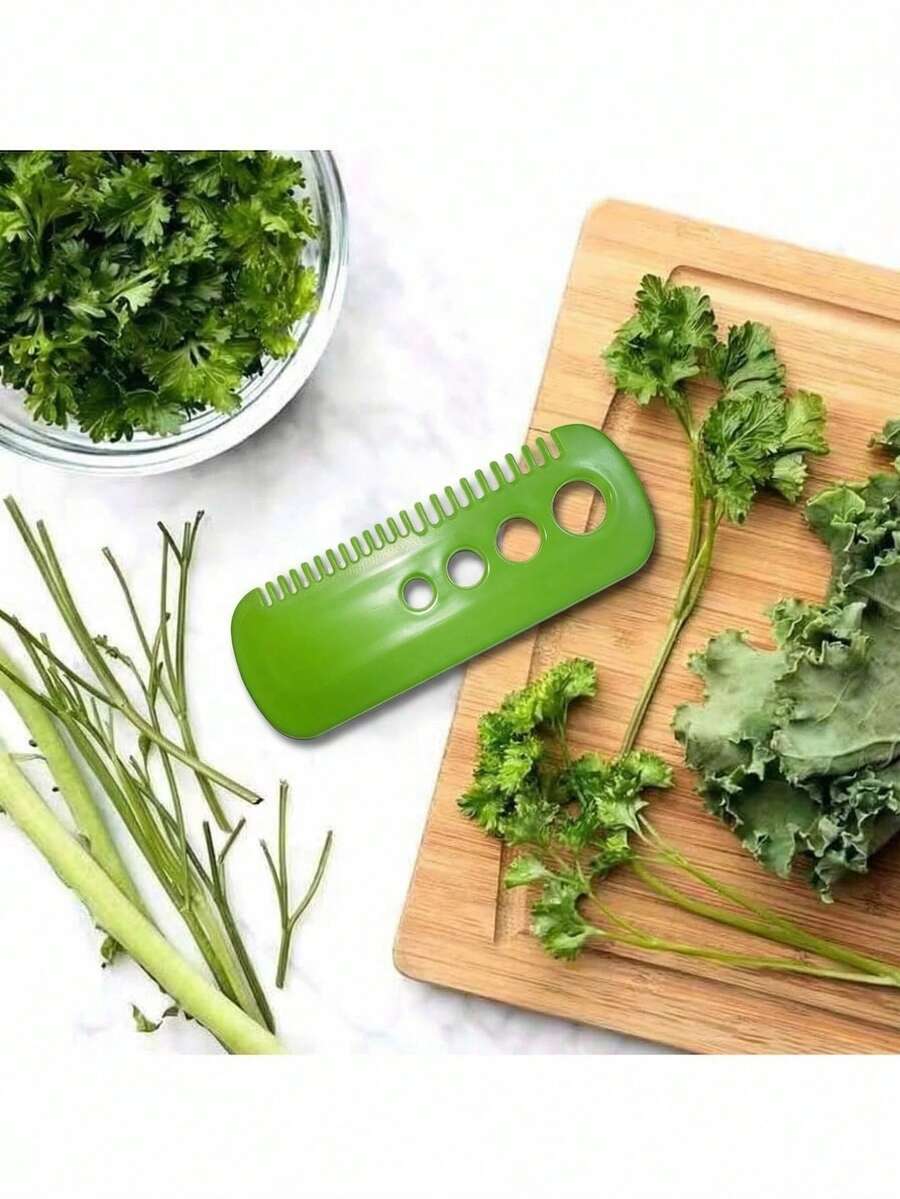 1pc Leaf Stripper, Simple Green Portable Leaf Herb Stripper For Kitchen - Green - View 1