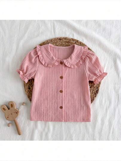 Loomiva 女婴纯色荷叶边花瓣袖开衫，休闲百搭