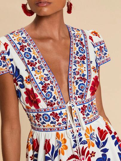 Travachic Women's Casual Floral Print Mini Dress For Vacation