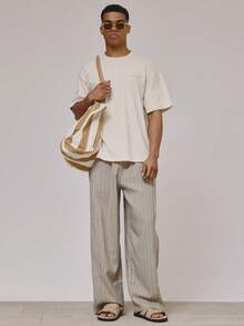 Musero Oversized Crew Neck Short Sleeve Large Back "SAIL MAIL" Washed Graphic Tshirt Spring Summer Holiday Essentials - Apricot - View 5