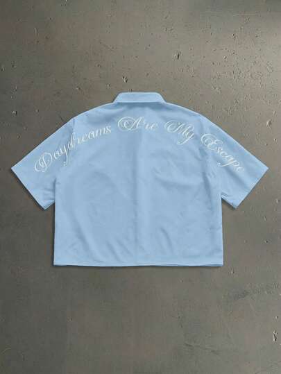 StoneGrade Camisa de manga corta con estampado total de moda callejera para hombres