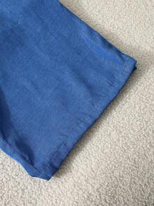 SHEIN Bộ đồ 2 món cho bé gái màu vàng tươi, gồm áo không tay họa tiết hoa và quần ống rộng thoải mái, thích hợp cho mùa xuân/hè. - Màu xanh lam - Xem 9