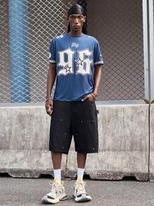 EVRINFINITE 男式数字条纹印花圆领短袖T恤 - 彩色 - 查看 8