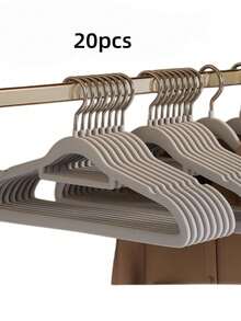 5/10/20/40/60/100个装 绒面衣架 防滑无痕 防肩部碰撞 加厚塑料材质 结实耐用 适用于家居衣物收纳 成人衣架 适用于西装、外套、连衣裙、牛仔裤、靴子等收纳 - 彩色 - 查看 21