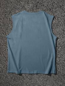 STEELVANCE Áo tank top nam không tay cổ tròn in hình chân dung phong cách đường phố, áo vest nam tối giản thường ngày, áo tank top thoáng khí thiết yếu cho mùa hè. - Màu xanh lam - Xem 2