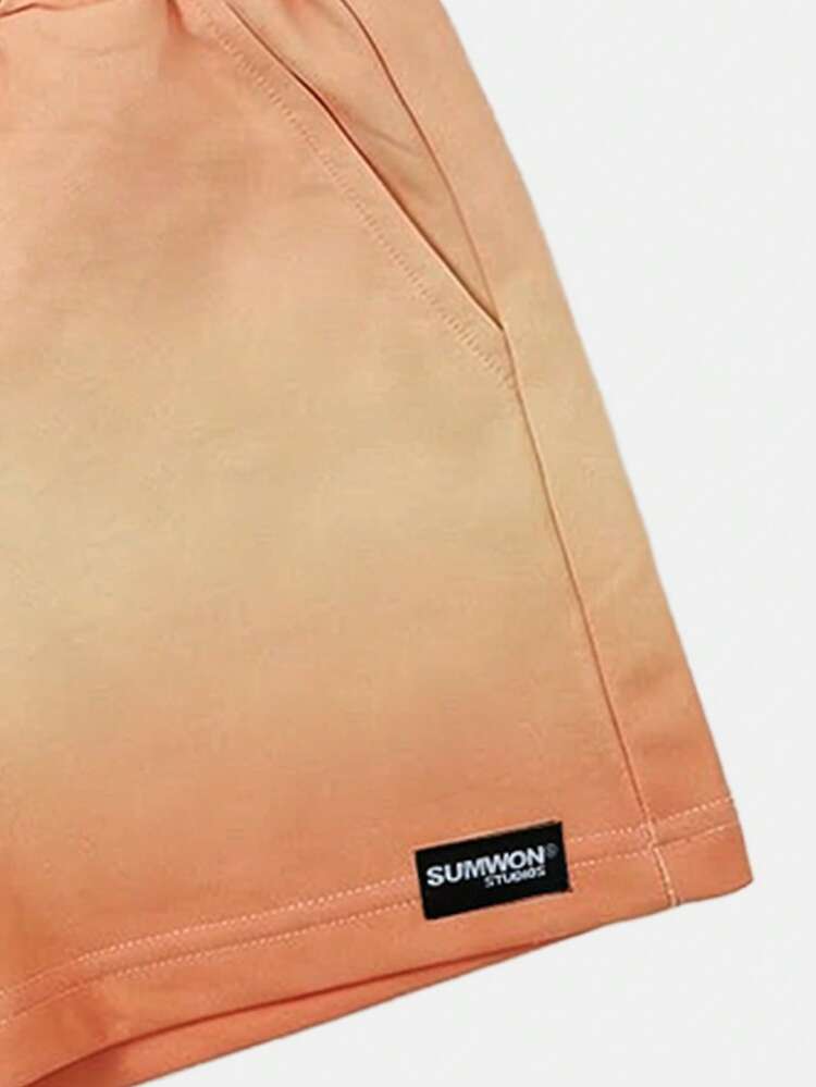 Boys Summer California Palm Tree Graphic Tee And Gradient Ombre Shorts Set Los Angeles Casual Vacation Outfit