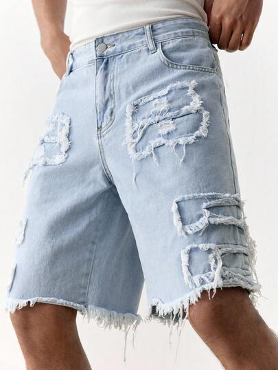 SWAVVY Men's Casual Washed Distressed Denim Shorts, Summer