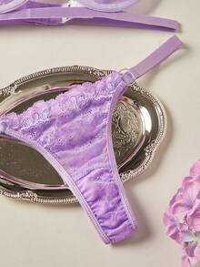 Elorette Lencería sexy para mujer con aros y tanga, conjunto de dos piezas para salir - Púrpura malva - Ver 6