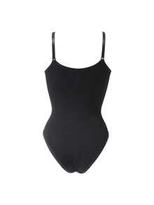 1pc Women's Seamless Comfortable Waist Cincher Bodysuit - Black - View 6