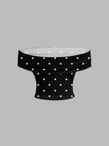 SHEIN MOD 女士休闲简约黑色波点印花背心 - 彩色 - 查看 7