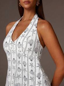 Women's Vacation Casual Starfish & Shell Print Backless Dress,Summer Dresses For Women - Multicolor - View 3