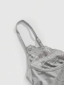 ROMWE J-Fashion Y2K Lace Patchwork Sexy Camisole For Women - Grey - View 2