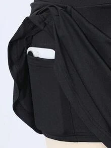 SHEIN Váy legging thể thao và múa ba lê đa năng, dễ phối đồ cho bé gái, thích hợp cho mùa hè/xuân/thu. - màu đen - Xem 5