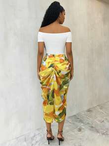 Eryvara Women's Spring/Summer Vacation Ruched Bodycon Slit Skirt - Multicolor - View 2