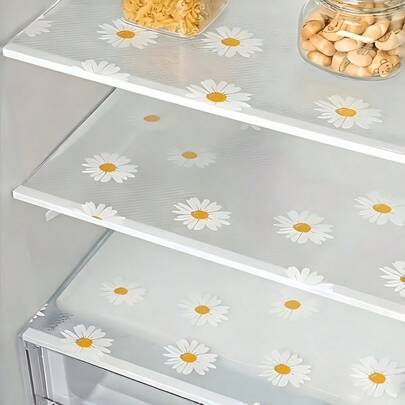 3/5/10 Stücke wasserdichte EVA Kühlschrankmatten, feuchtigkeitsbeständig, rutschfest, waschbar, wiederverwendbar, mit transparentem Kirsch- und Gänseblümchen-Muster, Kühlschrankeinlage, Schubladeneinlage, Schuhschrank-Matte, Regaleinlage, zuschneidbar, Küchendekoration, Haushaltszubehör