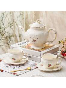 This Nordic-Style Yellow Embossed Vintage Ceramic Cup And Saucer Set Features An Asymmetric, Exquisite American Latte Art Design, Perfect For Afternoon Tea. Ideal For Family Use, Birthday Gifts, And Holiday Greetings. - Multicolor - View 5
