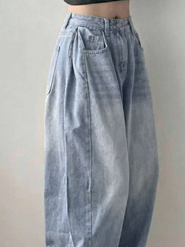 Women's Casual Washed Curved Leg Denim Jeans Summer
