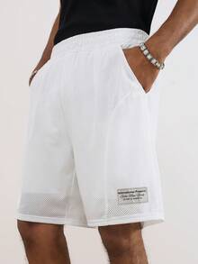 Manfinity Hypemode Men's Casual Vacation Style Double Layer Sports Shorts - White - View 4
