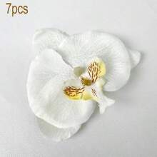 7/12/15片装兰花花瓣，3.9英寸人造PU蝴蝶兰花头，散装仿真兰花，适用于婚礼花束、DIY工艺品、新娘送礼会和摄影道具 - 白色 - 查看 9