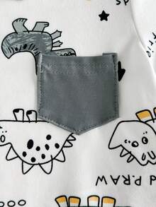 SHEIN Vintaside Kids Bộ 2 món cho bé trai sơ sinh: áo liền quần tay ngắn màu nâu in sọc xanh trắng có túi và quần short cạp chun, mềm mại và thoải mái, thích hợp mặc ở nhà và ngoài trời, mùa xuân/hè, quần short cho bé trai, quần áo sơ sinh, quần áo bé trai 0-9 tháng tuổi. - màu xanh lá - Xem 8