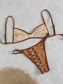 Swim Vcay Bộ bikini dây mảnh dệt kim jacquard cạp cao, kiểu dáng trái tim, thích hợp cho lễ hội âm nhạc bãi biển mùa xuân/hè dành cho nữ. - Nhiều màu - Xem 2
