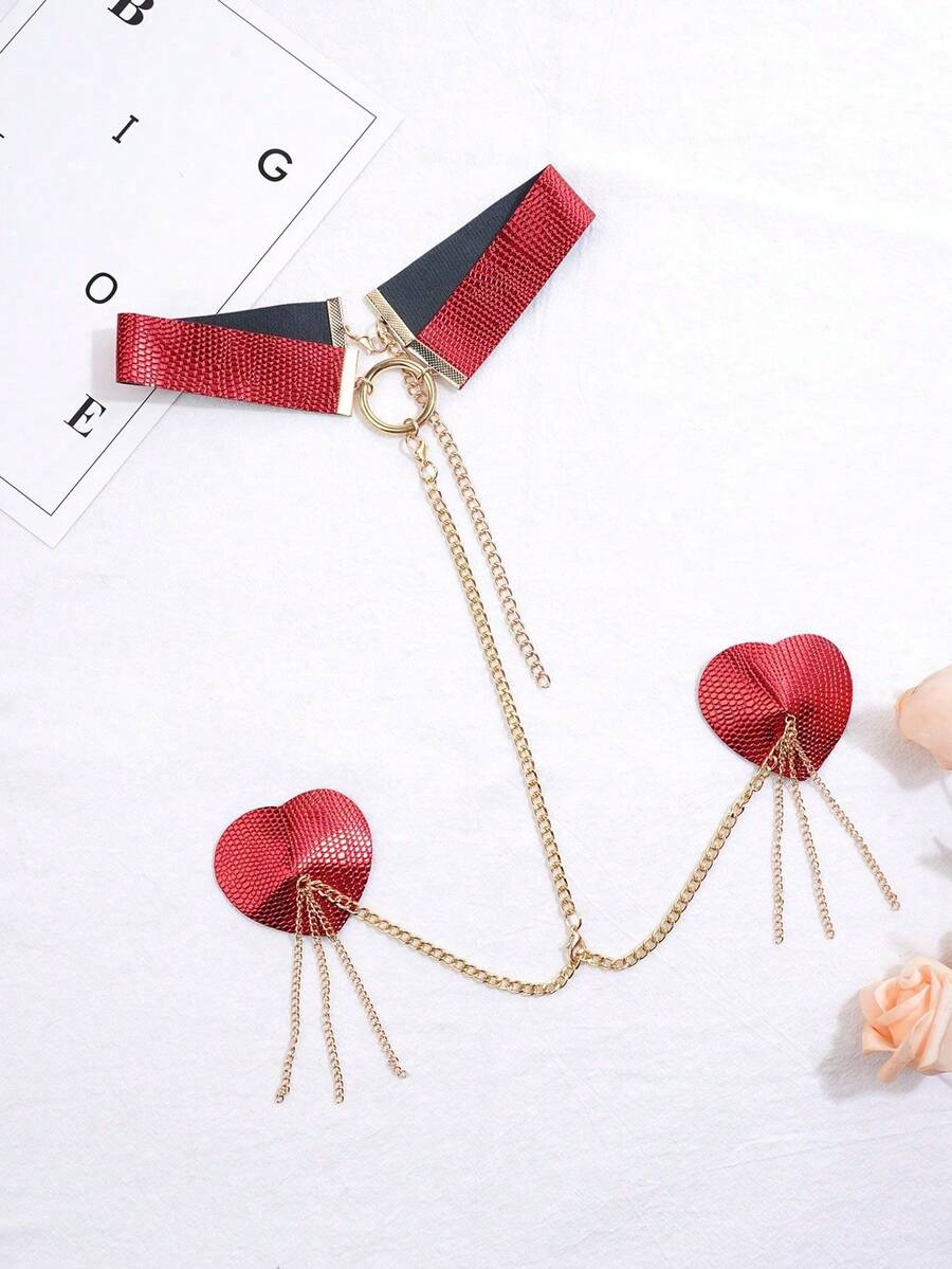 链条设计时尚性感内衣配饰 - 紅色 - 查看 1