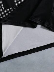 Coolqubz 2件套休闲复古印花T恤套装，适合青少年男孩日常穿着、通勤、休闲和街头服饰。 - 黑色 - 查看 5