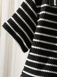 SHEIN 2pcs Young BoyTextured Stripe Knit Shirt And Shorts Set Short Sets For Boys - Multicolor - View 7