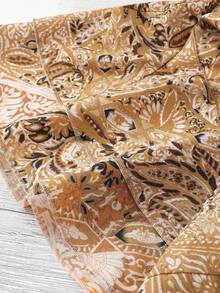 Linhara Áo kiểu nữ cỡ lớn họa tiết hoa điều tay bồng đôi - Nhiều màu - Xem 3