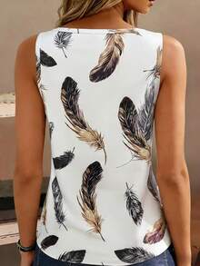 EMERY ROSE Camiseta de tirantes con estampado de palmeras para mujer - Blanco - Ver 2