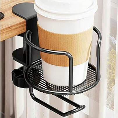 Office Side-Mounted Fixed Cup Holder, Non-Slip Mug Tray, Desktop Space Saving Folding Rack Bathroom Bathroom Accessories Bathroom Tools
