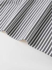 Camisa de manga corta a rayas vintage, de moda para ir al trabajo en verano - Blanco y Negro - Ver 6