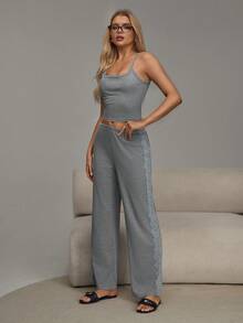 Women Camisole & Pants Pajama Set - Light Grey - View 5