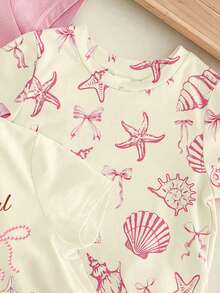 女婴日常印花圆领短袖上衣 - 彩色 - 查看 5