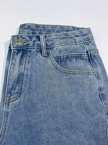 Rivivi Shorts vaqueros lavados con encaje de contraste de moda - Lavado ligero - Ver 4
