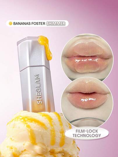 SHEGLAM Glass Lock Air ملمع شفاه-Bananas Foster علامة تجارية جمال مكياج ميكب مستحضرات تجميل للنساء الفتيات مثالي لفصل الصيف الربيع مثالي ل- Y2K أزياء أنيقة عيد الأم هدية حفلة جاهز أفضل لون