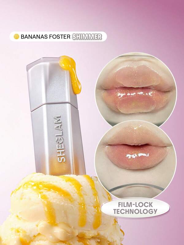 SHEGLAM Glass Lock Air ملمع شفاه-Bananas Foster علامة تجارية جمال مكياج ميكب مستحضرات تجميل للنساء الفتيات مثالي لفصل الصيف الربيع مثالي ل- Y2K أزياء أنيقة عيد الأم هدية حفلة جاهز أفضل لون