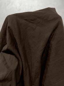 Manfinity Homme 男士休闲纯色短袖衬衫和抽绳腰长裤套装，通勤百搭，平纹织物套装咖啡棕色衬衫和裤子套装夏季两件套，舒适服装 - 咖啡棕 - 查看 6