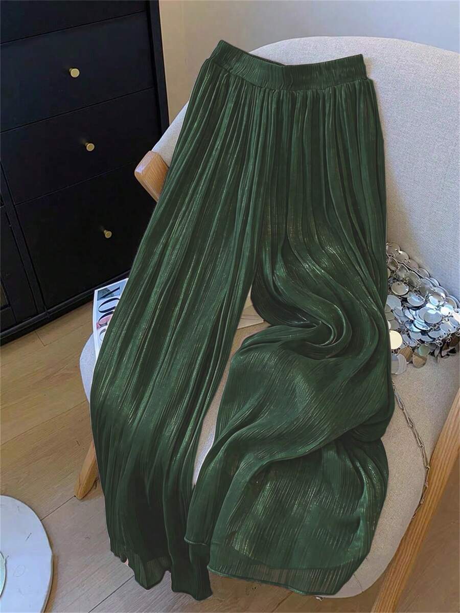 GlowEve 女士纯色宽松休闲夏季弹力腰裤 - 橄欖綠 - 查看 1